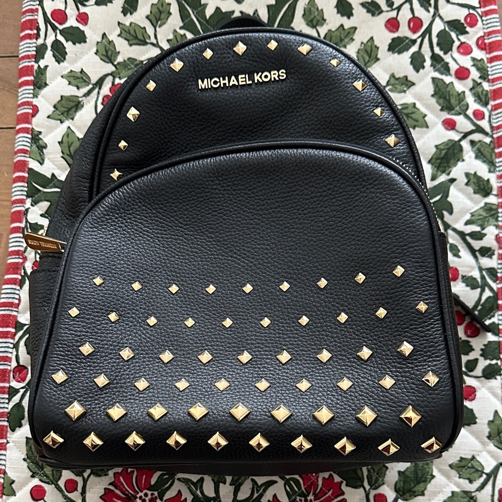 Michael Kors Black Backpack with Gold Accents